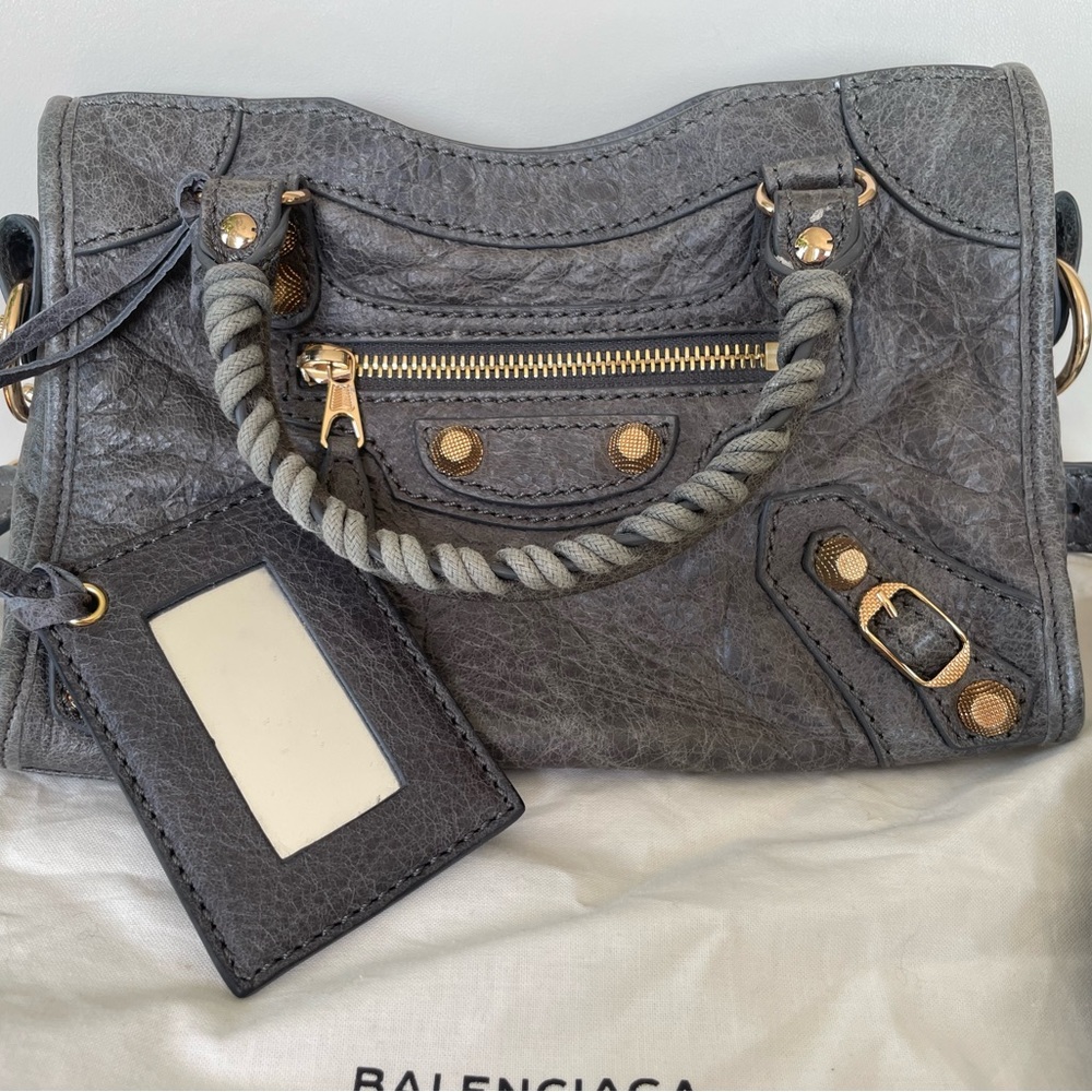 Balenciaga Mini City Leather Crossbody Bag with Gold Hardware